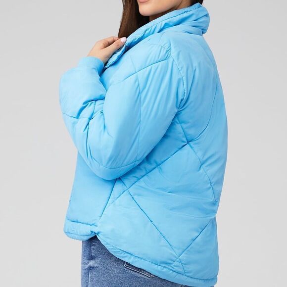 Free people EMMY SWING PUFFER jacket in capri blue with removable hood size xs - Picture 3 of 16